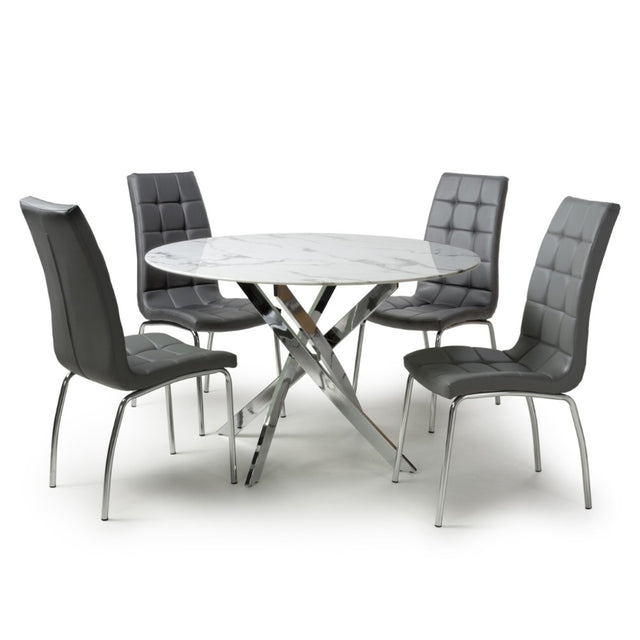 Aurelia Modern Round White Marble Dining Table 120cm