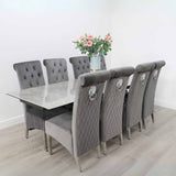 Modern-10-Seater-Extending-Rectangular-grey-Marble-Ceramic-Dining-Table-160cm-240cm-Black-Metal-Legs