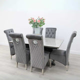 Modern-10-Seater-Extending-Rectangular-grey-Marble-Ceramic-Dining-Table-160cm-240cm-Black-Metal-Legs