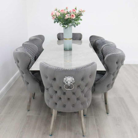 Modern-10-Seater-Extending-Rectangular-grey-Marble-Ceramic-Dining-Table-160cm-240cm-Black-Metal-Legs