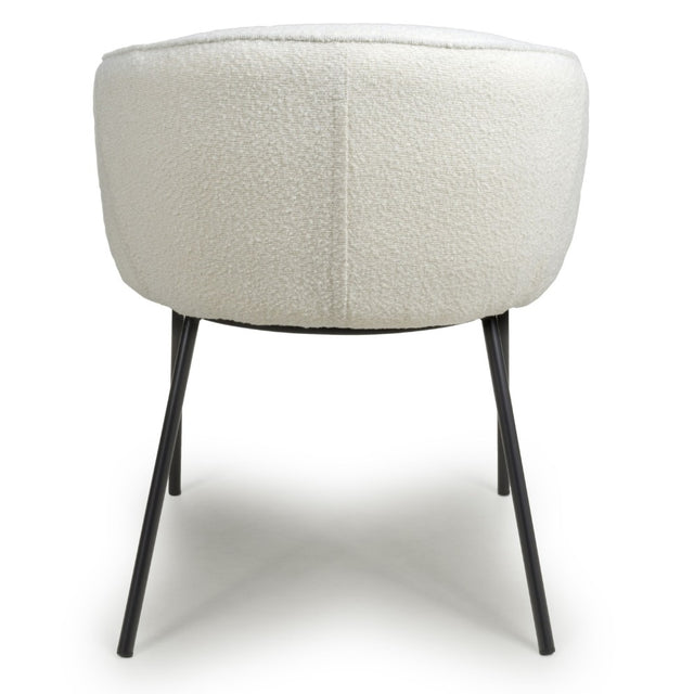 Greta Modern White Boucle Dining Chairs Set of 2