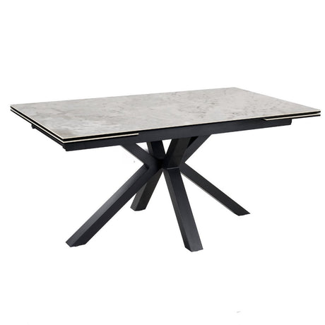 Modern-10-Seater-Extending-Rectangular-grey-Marble-Ceramic-Dining-Table-160cm-240cm-Black-Metal-Legs