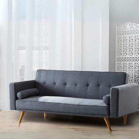 Classic-2-Seater-Grey-Linen-Sofa-Bed-With-Wood-Legs-190cm