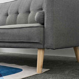 Classic-2-Seater-Grey-Linen-Sofa-Bed-With-Wood-Legs-190cm