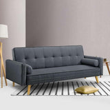 Classic-2-Seater-Grey-Linen-Sofa-Bed-With-Wood-Legs-190cm