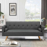 Classic-2-Seater-Grey-Linen-Sofa-Bed-With-Wood-Legs-190cm