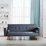 Classic-2-Seater-Grey-Linen-Sofa-Bed-With-Wood-Legs-190cm