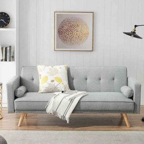 Classic-2-Seater-Light-Grey-Linen-Sofa-Bed-With-Wood-Legs-190cm