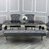 Classic-4-8-Seater-black-glass-dining-table-rectangular-tempered-glass-top-stainless-steel-curved-legs