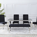 Classic-4-8-Seater-black-glass-dining-table-rectangular-tempered-glass-top-stainless-steel-curved-legs