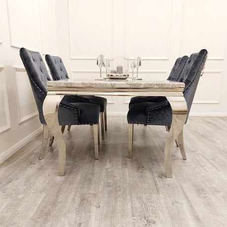 Classic-4-8-Seater-grey-marble-dining-table-rectangular-marble-top-stainless-steel-curved-legs