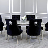 Classic-4-8-Seater-grey-marble-dining-table-rectangular-marble-top-stainless-steel-curved-legs