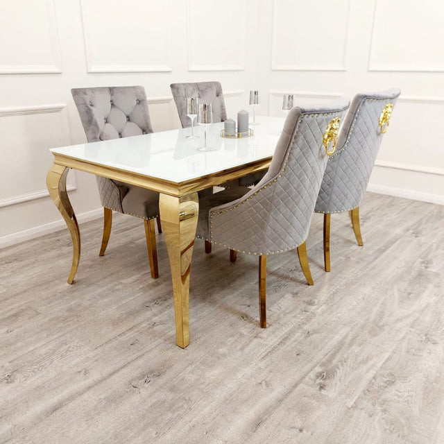 Luxurious-4-8-Seater-white-glass-dining-table-rectangular-tempered-glass-top-gold-stainless-steel-curved-legs