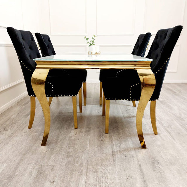 Classic-4-8-Seater-white-glass-dining-table-rectangular-tempered-glass-top-gold-stainless-steel-curved-legs