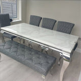 Classic-4-8-Seater-white-marble-dining-table-rectangular-marble-top-stainless-steel-curved-legs