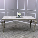 Classic-4-8-Seater-white-marble-dining-table-rectangular-marble-top-stainless-steel-curved-legs