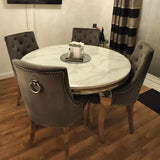 Classic-4-seater-white-marble-dining-table-round-marble-top-stainless-steel-chrome-legs-130cm