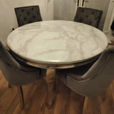 Classic-4-seater-white-marble-dining-table-round-marble-top-stainless-steel-chrome-legs-130cm