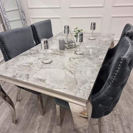 Classic-8-Seater-grey-marble-dining-table-rectangular-marble-top-stainless-steel-curved-legs-180cm