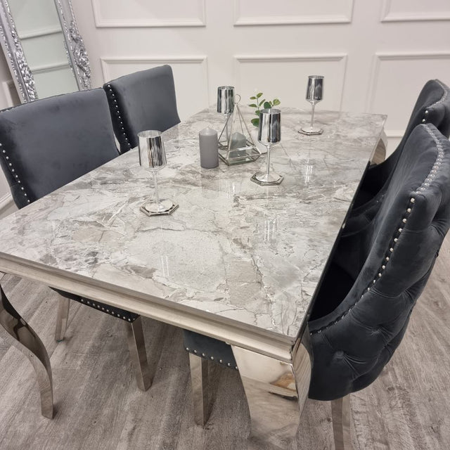 Classic-8-Seater-grey-marble-dining-table-rectangular-marble-top-stainless-steel-curved-legs-180cm