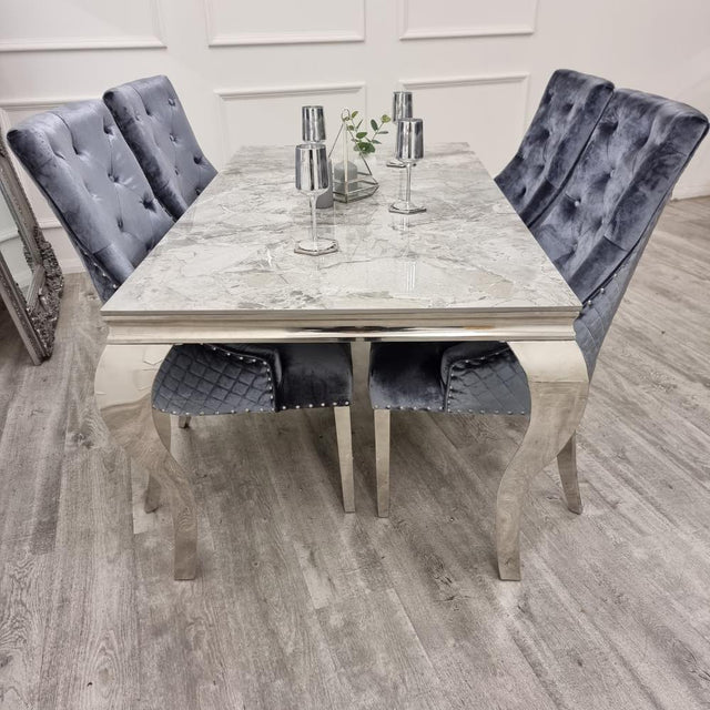 Classic-8-Seater-grey-marble-dining-table-rectangular-marble-top-stainless-steel-curved-legs-180cm