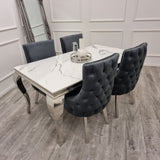 Classic-8-Seater-white-marble-dining-table-rectangular-marble-top-stainless-steel-curved-legs-180cm