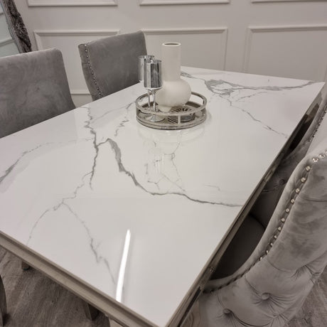 Classic-8-Seater-white-marble-dining-table-rectangular-marble-top-stainless-steel-curved-legs-180cm