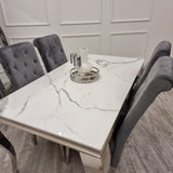 Classic-8-Seater-white-marble-dining-table-rectangular-marble-top-stainless-steel-curved-legs-180cm