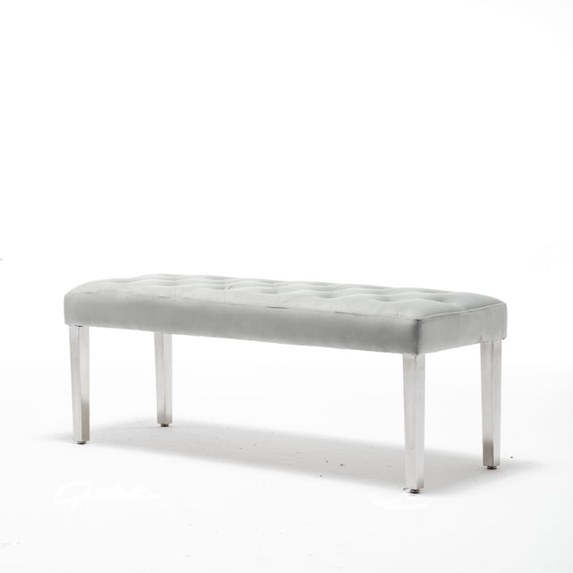 Classic-Arctic-Grey-Velvet-Dining-Bench-Metal-Legs-130cm