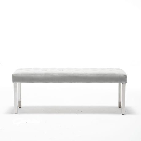 Classic-Arctic-Grey-Velvet-Dining-Bench-Metal-Legs-130cm