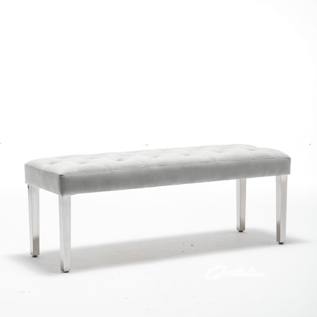 Classic-Arctic-Grey-Velvet-Dining-Bench-Metal-Legs-130cm