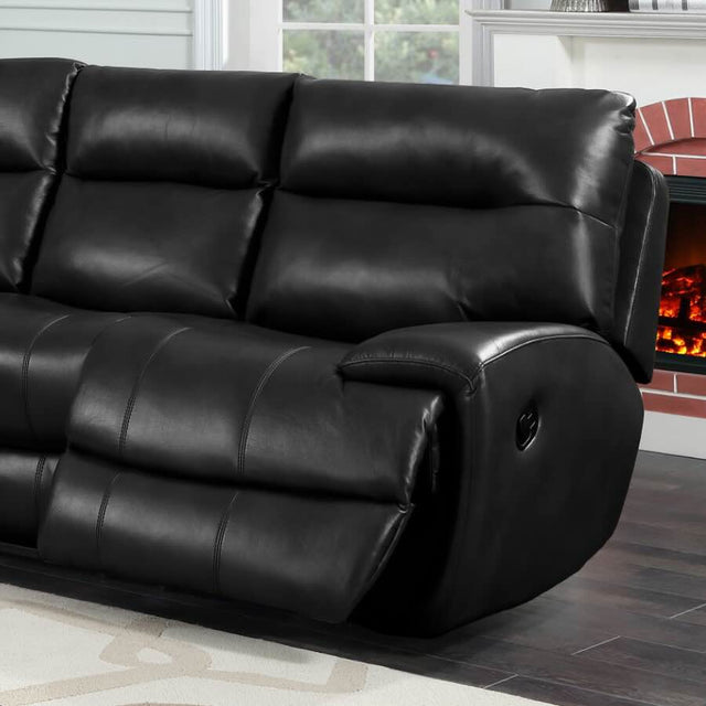 Classic-Black-Faux-Leather-Reclining-Sofa-3-Seater-220cm-with-2-recliners