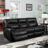 Classic-Black-Faux-Leather-Reclining-Sofa-3-Seater-220cm-with-2-recliners