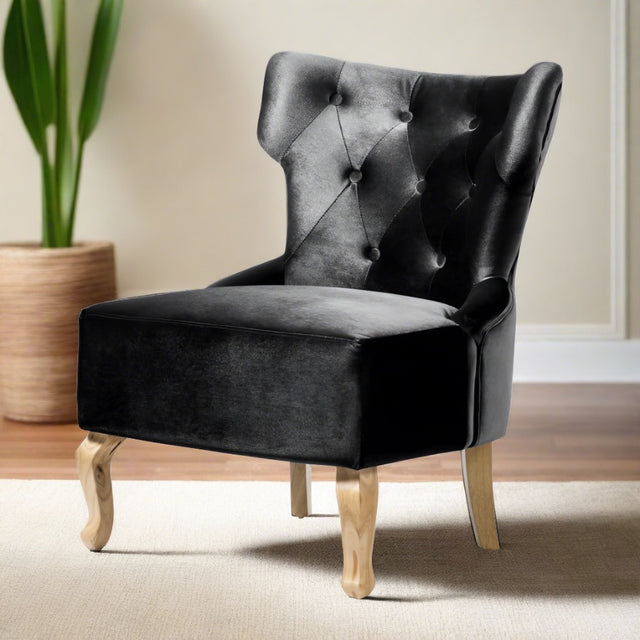 Classic-Black-Shimmer-Velvet-Lounge-Chair-With-Deep-Buttoned-Back-_-Rubberwood-Legs