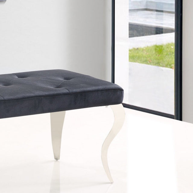 Classic-Black-Velvet-Dining-Bench-Curved-Metal-Legs-90cm