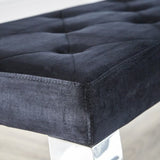 Classic-Black-Velvet-Dining-Bench-Curved-Metal-Legs-90cm