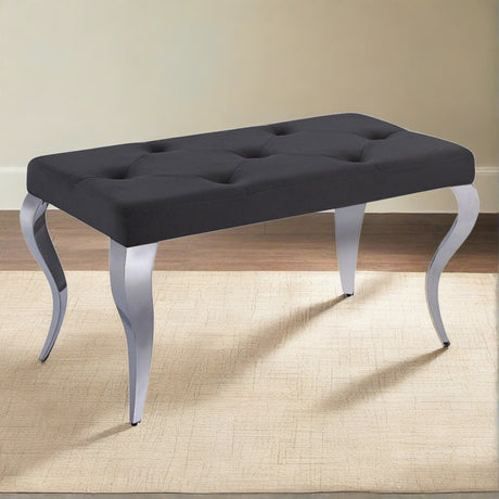 Classic-Black-Velvet-Dining-Bench-Curved-Metal-Legs-90cm