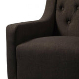 Classic-Brown-Fabric-Lounge-Chair-With-Deep-Buttoned-Back-&-Wood-Legs