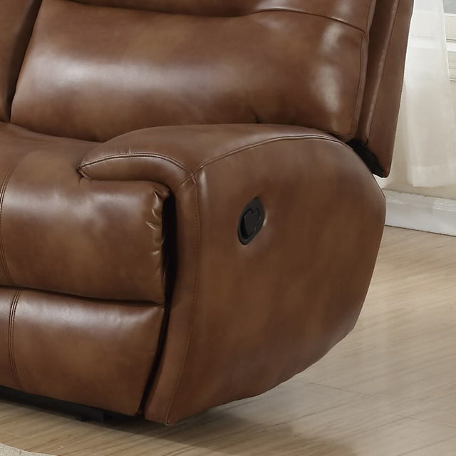 Classic-Brown-Faux-Leather-Reclining-Sofa-2-Seater-165cm