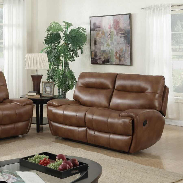 Classic-Brown-Faux-Leather-Reclining-Sofa-2-Seater-165cm