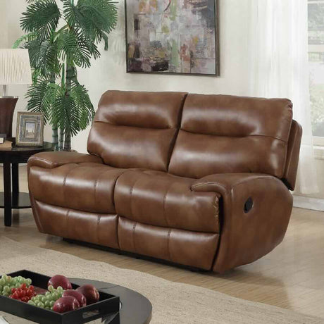 Classic-Brown-Faux-Leather-Reclining-Sofa-2-Seater-165cm