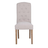 Classic-Cream-Fabric-Dining-Chair-Buttoned-Back-Wood-Legs-Set-of-2