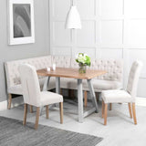 Classic-Cream-Fabric-Dining-Chair-Buttoned-Back-Wood-Legs-Set-of-2