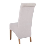 Classic-Cream-Fabric-High-Back-Dining-Chair-Wood-Legs-Set-of-2