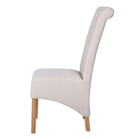 Classic-Cream-Fabric-High-Back-Dining-Chair-Wood-Legs-Set-of-2