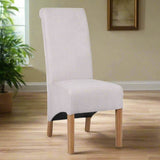 Classic-Cream-Fabric-High-Back-Dining-Chair-Wood-Legs-Set-of-2