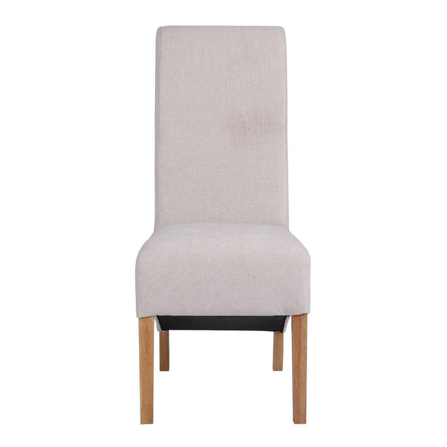 Classic-Cream-Fabric-High-Back-Dining-Chair-Wood-Legs-Set-of-2