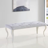 Classic-Cream-Velvet-Dining-Bench-Curved-Metal-Legs-130cm