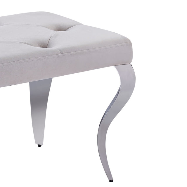 Classic-Cream-Velvet-Dining-Bench-Curved-Metal-Legs-90cm