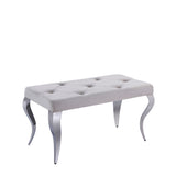 Classic-Cream-Velvet-Dining-Bench-Curved-Metal-Legs-90cm